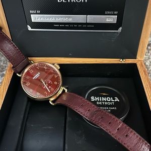 Shinola Canfield Watch 38mm Burgandy Face & Burgandy Leather Band